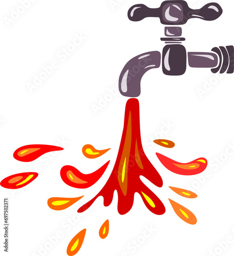 Abstract cartoon illustration. illustration of splash water on the water faucet. Abstract background
