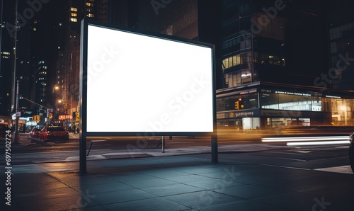 A large blank billboard on a highway can be used for advertising, banners and posters. Generative AI photo