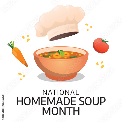 Flyers honoring National Homemade Soup Day or promoting associated events might utilize National Homemade Soup Day vector graphics. design of flyers, celebratory materials.