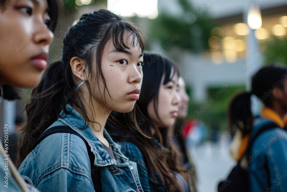 Group of young diverse women at their study place. Representing the diversity at the campus. Group of young diverse women at their study place. Representing the diversity at the campus.