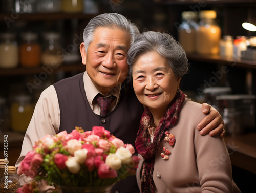 Chinese old couple in the city © lichaoshu