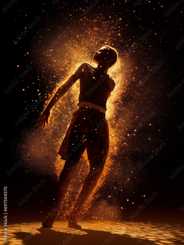 silhouette of a person in a fire