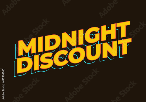 Midnight discount. Text effect in yellow color. 3D look