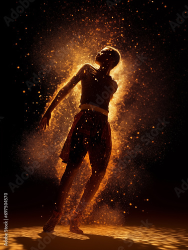 silhouette of a person in a fire