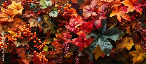 Colorful foliage garland, adding warmth and autumn charm to walls.