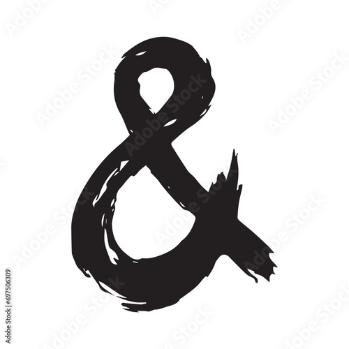 Hand lettering paint brush stroke grunge of ampersands sign