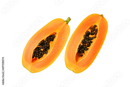papaya fruit top view isolated on transparent background Remove png, Clipping Path, pen tool