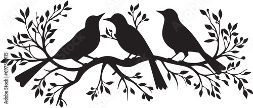 The birds is sitting on the tree Silhouette Vector