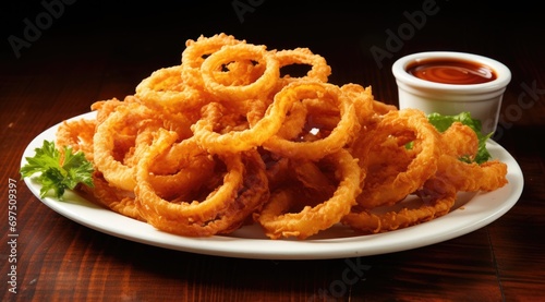 A platter of crispy onion rings.