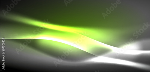 Neon-lit waves surge across background, mesmerizing dance of luminescence and motion. Dynamic backdrop captures essence of energy and modern aesthetics
