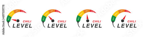 Chillies spicy level icon vector with speedometer logo style fit for spicy food, spicy chicken elements, packaging design, advertising and more