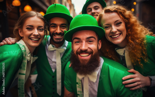 Young people group celebrating saint Patrick day