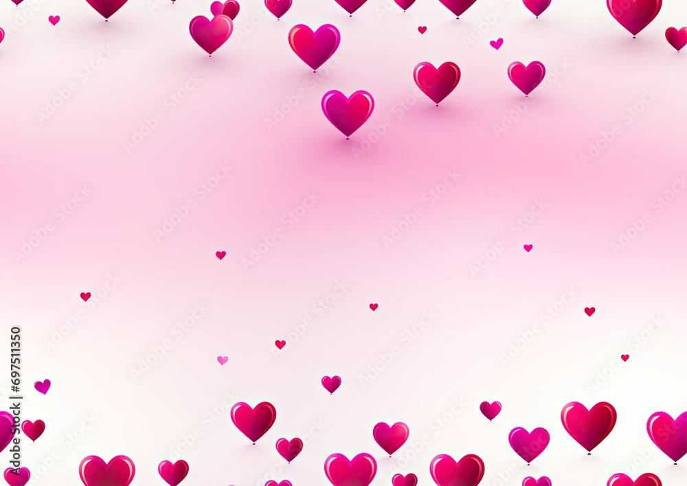 Pink hearts floating on a gradient pink background pattern