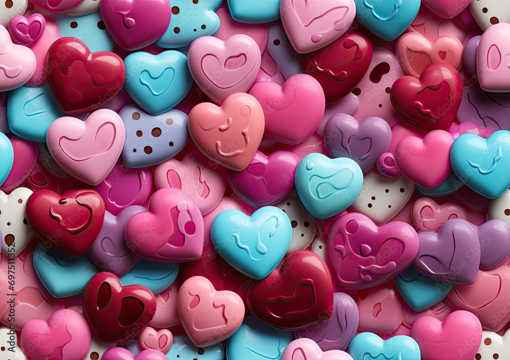 Colorful heart buttons background for crafts and design