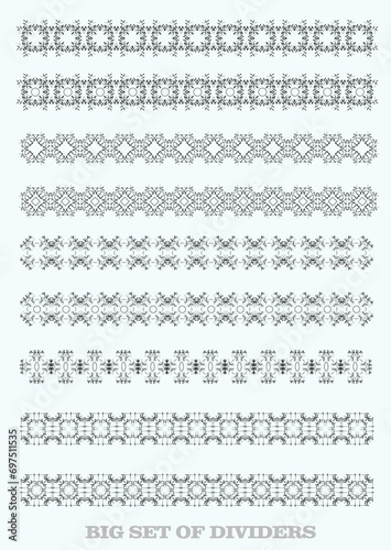 Collection of vector Ornamental Rule Lines in Different Design styles. Hand drawn illustration