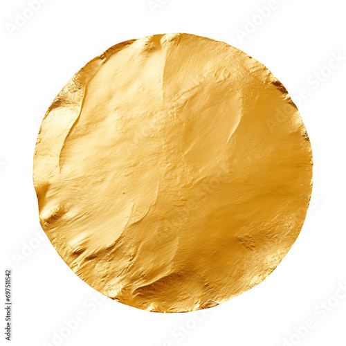 circle piece of golden foil isolated on transparent background Remove png, Clipping Path, pen tool