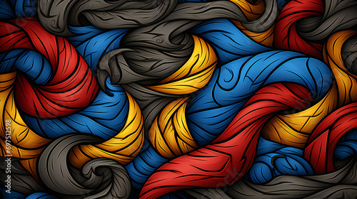 Abstract Doodle Patterns: Textured Fabric Designs with Handmade Waves and Geometric Ornaments