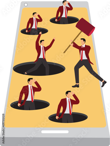 Hammer game Businessman, Whac A Mole, Vector, Hammer, Hide And Seek,