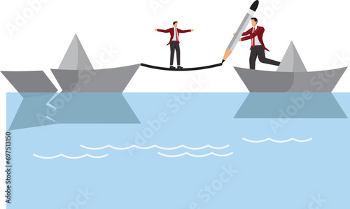 Adversity, Challenge, Tightrope, Businessman, White Collar Worker