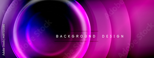 Circles lines and bubbles on bright glowing effect gradient with light and shadow effects. Dynamic interplay of light, shadow and depth. Futuristic and rhythmic technology design