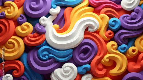 Colorful Playdough Art: Abstract Design with Vibrant Spiral Patterns and Creative Object