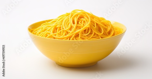 spaghetti pasta in a bowl on a white background. generative AI