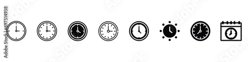 Clock icon, Clock icon vector. Time icon symbol illustration, Time icon, Clock icon vector, Long term icon. clock sign. Clock time icon, Time, Clock, History Icon Solid Style. watch icon