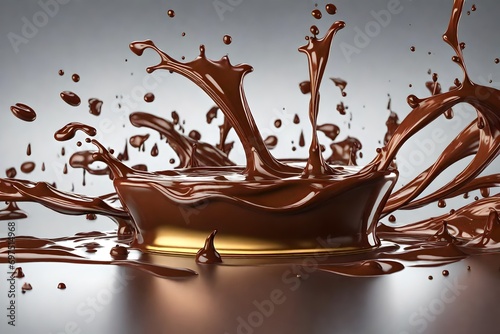 3D rendering Chocolate splash isolated on white background
