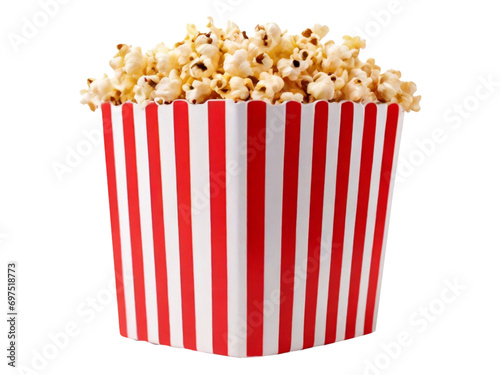 popcorn in striped cardboard bucket isolated on png transparency 