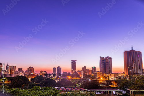 Nairobi City County Kenya s Capital Sunset Sunrise Sundowner Golden Hour Cityscapes Skyline Skyscrapers Landscapes Tall Building Landmarks In Kenya East Africa Aerial Tower High-rise Modern City House