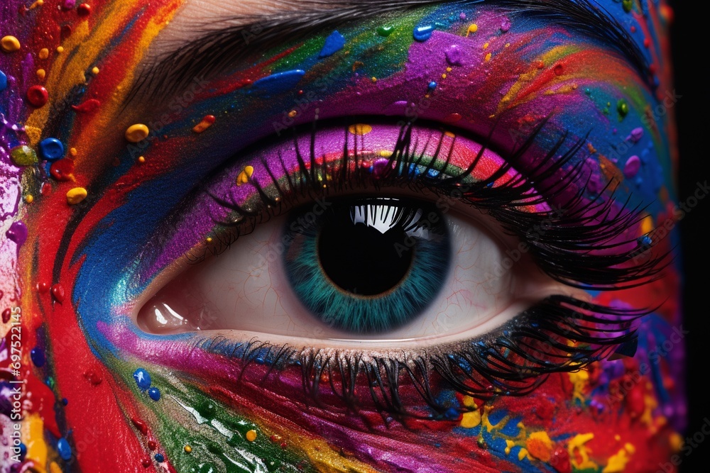 a stunning closeup of a female eye adorned makeup