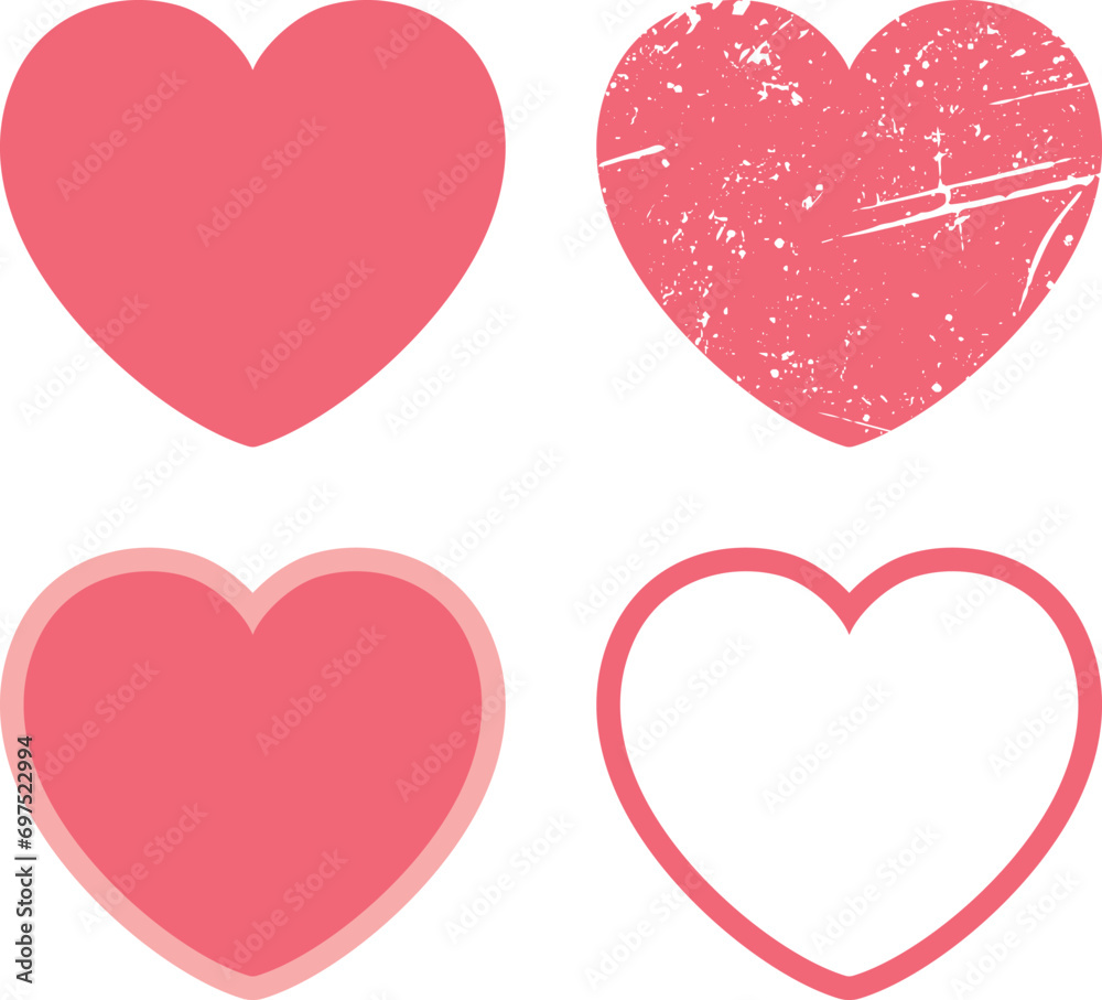 Collection of Love Heart Symbol Icons Illustration Vector