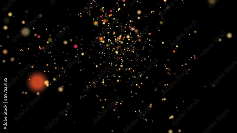 Explosive Light Drops - Sparkling Fireworks Confetti - I - Golden Dust - Abstract particle animation for holiday, event, magic compositions - Blend with your footage as ADD, SCREEN, OVERLAY