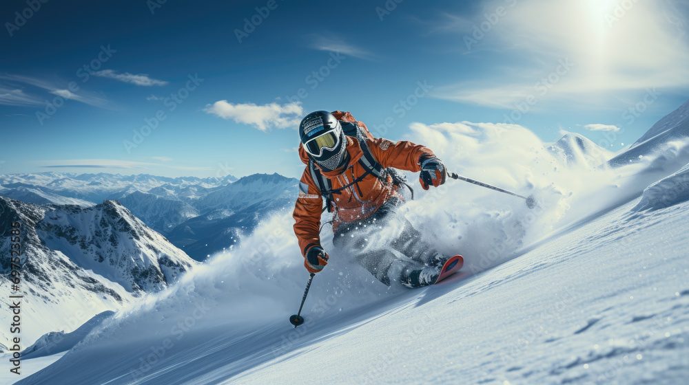 Skiers on Snowy Slopes Winter Wonderland