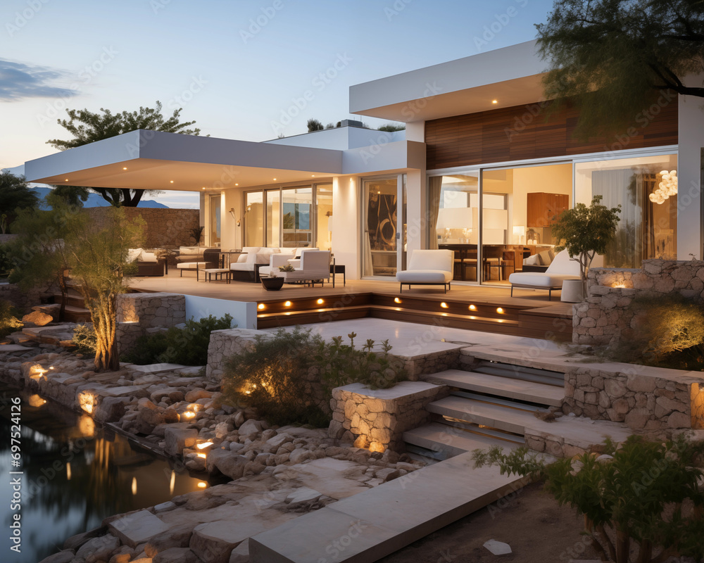 luxury home in the evening