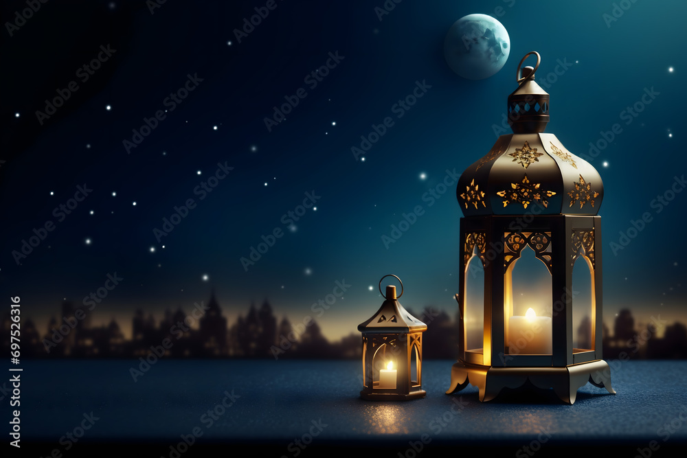Fototapeta premium ramadan Kareem, Ramadan crescent moon, Eid Mubarak Islamic festival social media banner and Eid Mubarak Post Template, islam