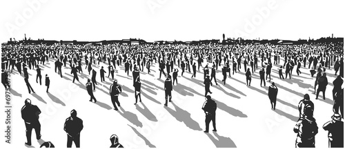 Illustration of crowd in perspective