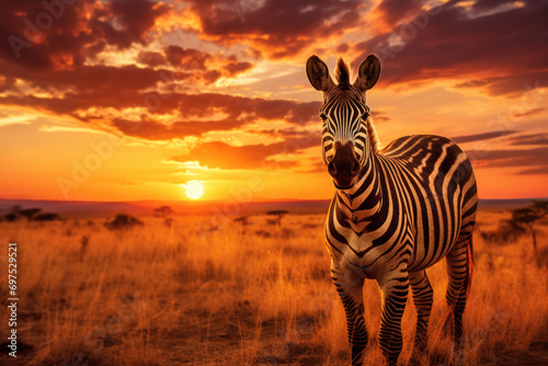 Zebra at sunset in the Serengeti National Park © Kien