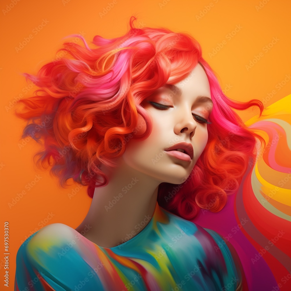 Illustration of a fashion portrait, AI Generated Illustration of a fashion portrait, AI Generated