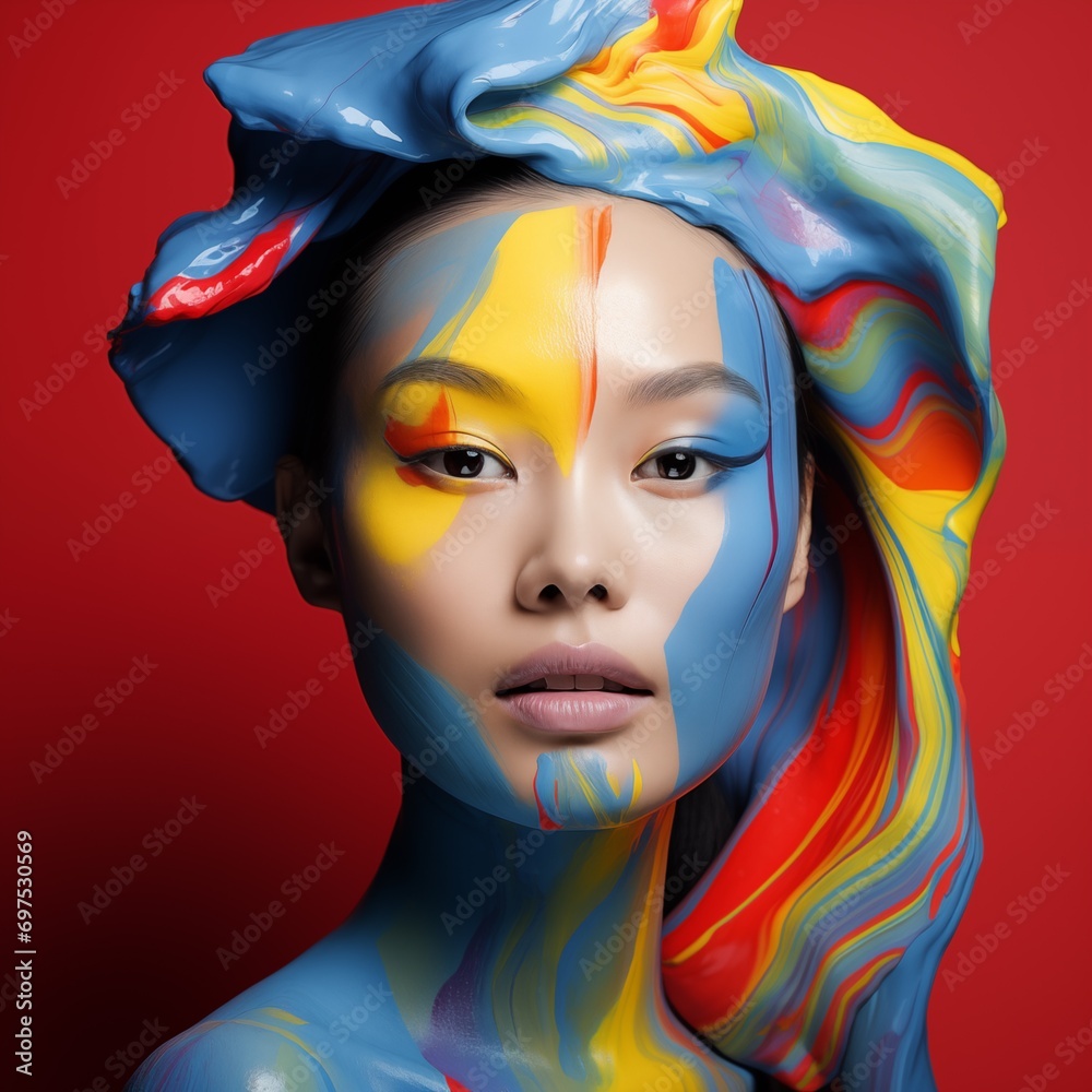 Fototapeta premium Illustration of a fashion portrait, AI Generated