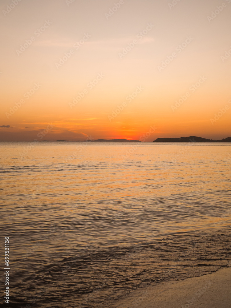 View of sea with during sunset for nature background