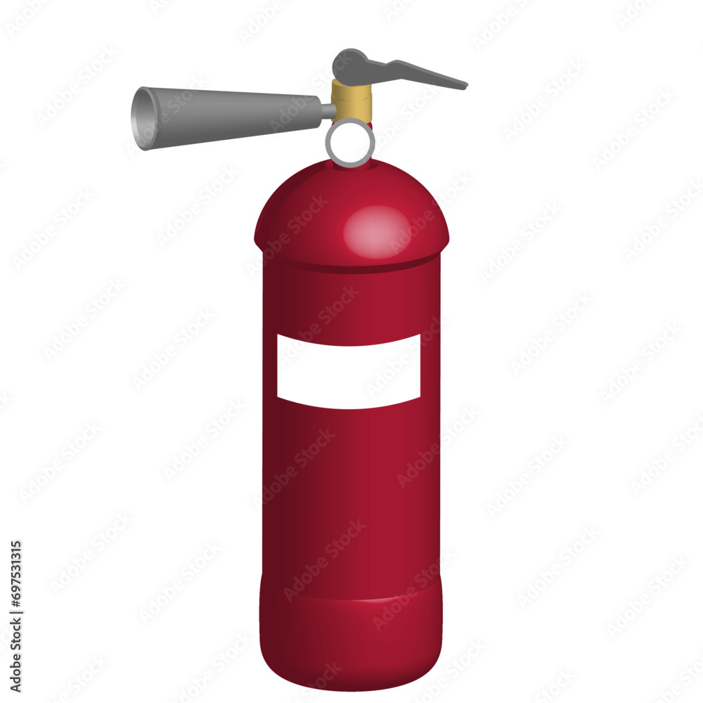 Detailed red extinguisher in realistic style. Vector illustration isolated on white background. Detailed red extinguisher in realistic style. Vector illustration isolated on white background.