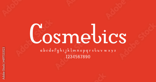 Trendy slab serif alphabet font, lowercase letters from A to Z and numbers from 0, 1, 2, 3, 4, 5, 6, 7, 8, 9 sets, vector illustration 10EPS