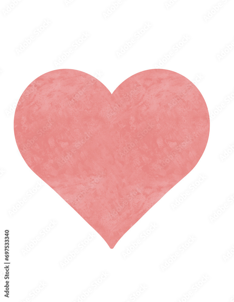 Red heart water color on transparent background 