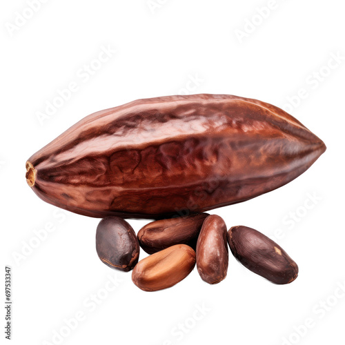 cocoa seeds isolated on white or transparent background photo