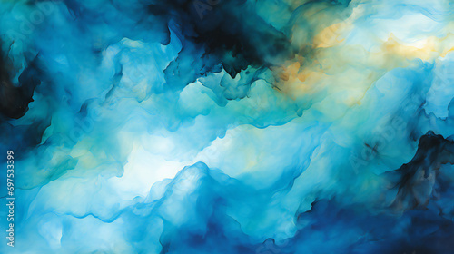 Blue Watercolor Dreams: An Abstract Textured Background with Artistic Grunge and Bright Stains