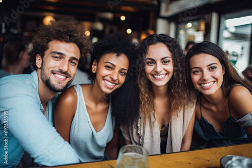 group of friends at bar counter