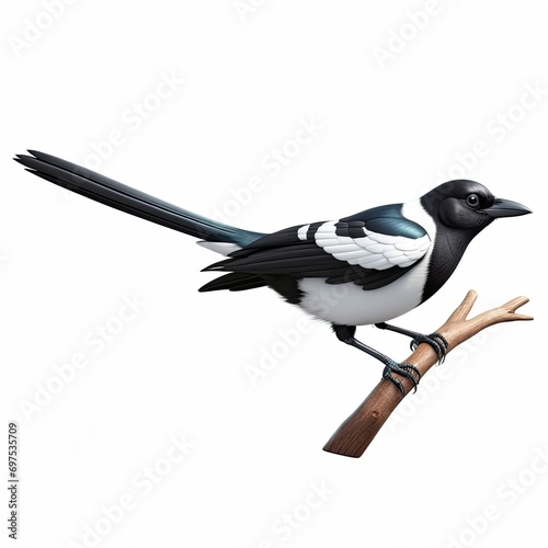 cute 3D cartoon character of magpie photo