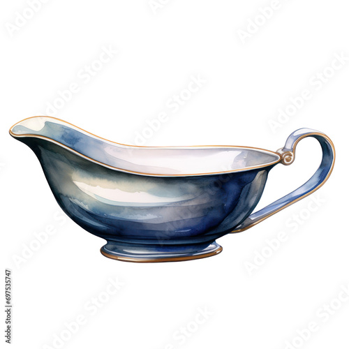  empty gravy boat watercolor illustration isolated on white or transparent background photo