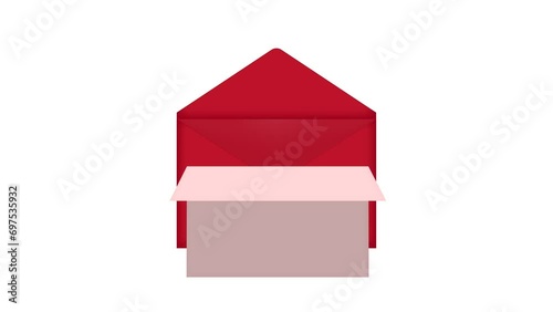 4K animation of opening an envelope and opening the paper inside ( mov ,background transparent )